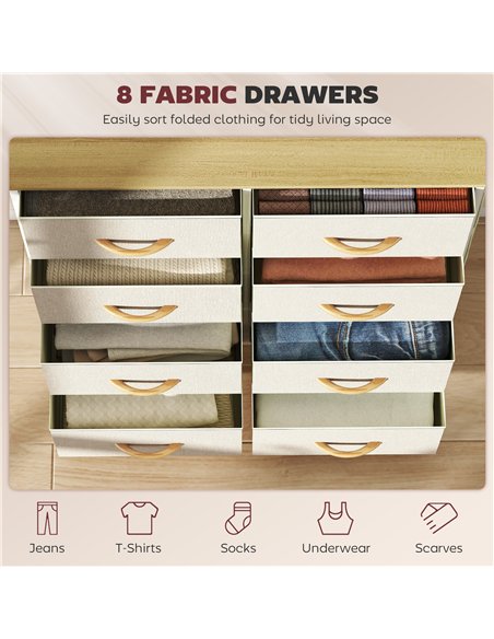 HOMCOM Chest of Eight Fabric Drawers - Beige - pic 167251 | FastDaddyshop