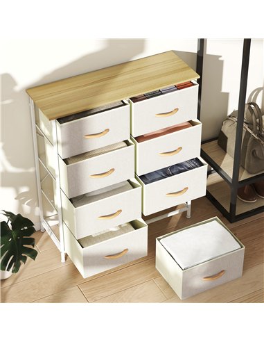 HOMCOM Chest of Eight Fabric Drawers - Beige