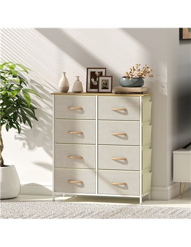 HOMCOM Chest of Eight Fabric Drawers - Beige