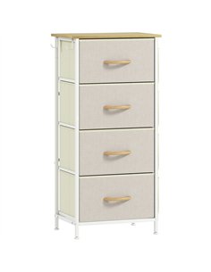 HOMCOM Chest of Four Fabric Drawers - Beige