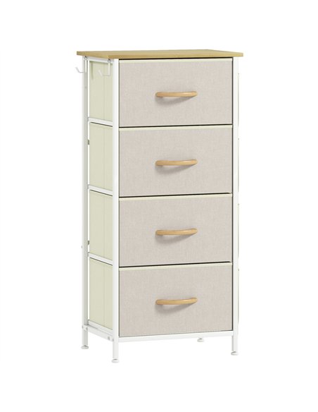 HOMCOM Chest of Four Fabric Drawers - Beige - pic 167257 | FastDaddyshop