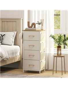 HOMCOM Chest of Four Fabric Drawers - Beige 2