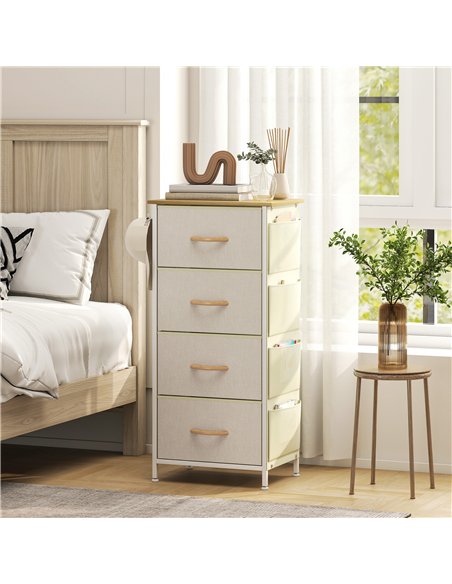 HOMCOM Chest of Four Fabric Drawers - Beige - pic 167258 | FastDaddyshop