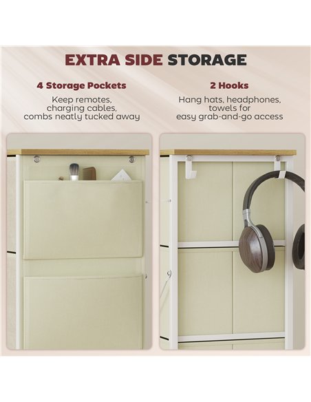 HOMCOM Chest of Four Fabric Drawers - Beige - pic 167261 | FastDaddyshop