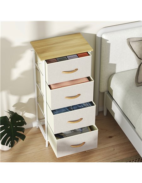 HOMCOM Chest of Four Fabric Drawers - Beige - pic 167264 | FastDaddyshop