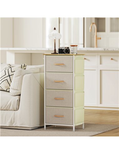 HOMCOM Chest of Four Fabric Drawers - Beige