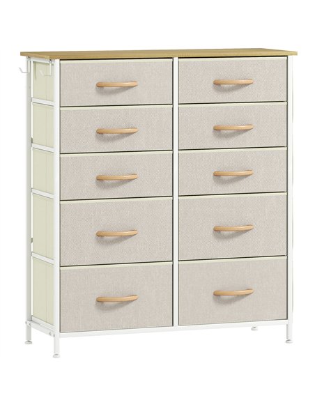 HOMCOM Chest of Ten Fabric Drawers - Beige - pic 167266 | FastDaddyshop