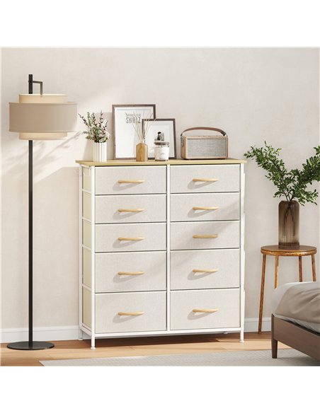 HOMCOM Chest of Ten Fabric Drawers - Beige - pic 167267 | FastDaddyshop