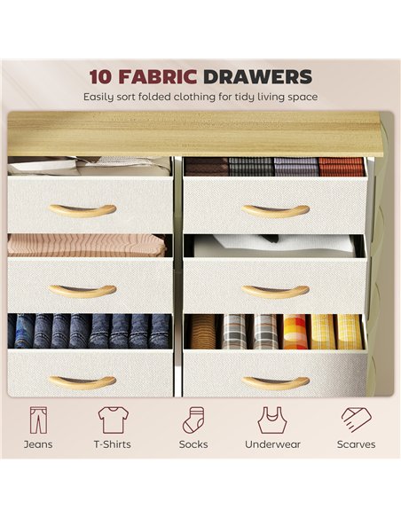 HOMCOM Chest of Ten Fabric Drawers - Beige - pic 167269 | FastDaddyshop