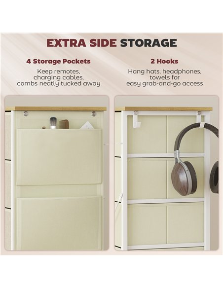 HOMCOM Chest of Ten Fabric Drawers - Beige - pic 167270 | FastDaddyshop