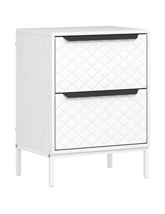 HOMCOM Chest of Drawers, Dresser with 2 Fabric Drawers and Aluminium Handles - White