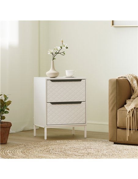 HOMCOM Chest of Drawers, Dresser with 2 Fabric Drawers and Aluminium Handles - White - pic 167276 | FastDaddyshop