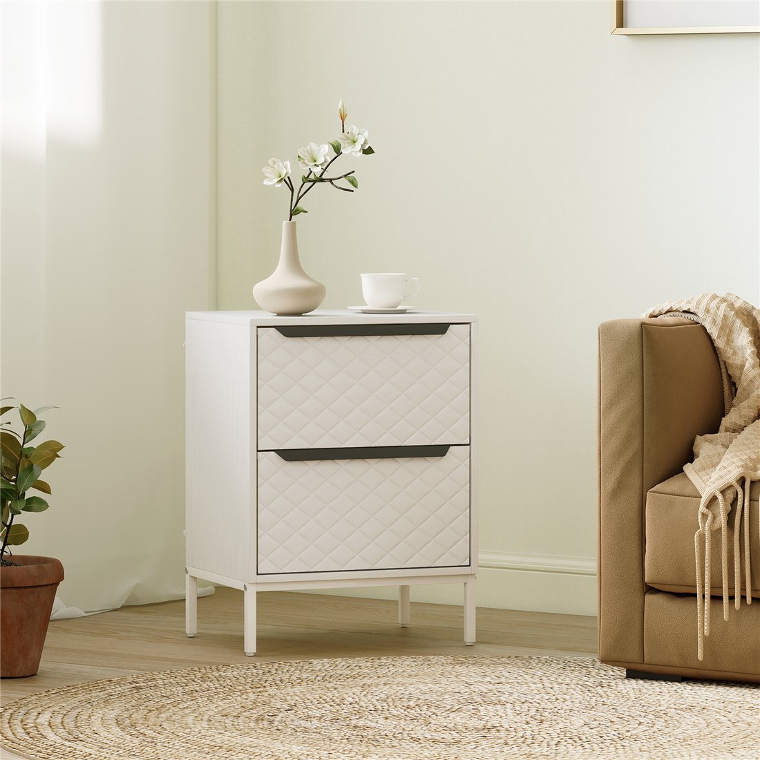 HOMCOM Fabric Chest of Drawers with Aluminium Handles White 83D-087V00WT pic1