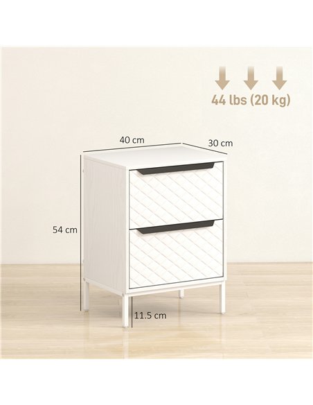 HOMCOM Chest of Drawers, Dresser with 2 Fabric Drawers and Aluminium Handles - White - pic 167277 | FastDaddyshop