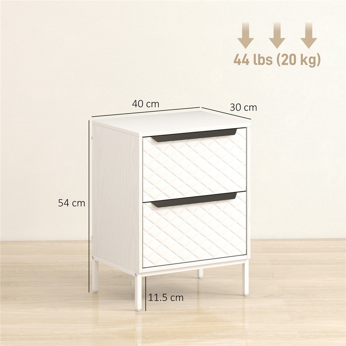 HOMCOM Fabric Chest of Drawers with Aluminium Handles White 83D-087V00WT pic2