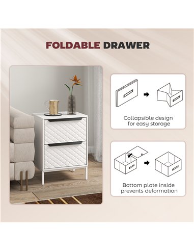 HOMCOM Chest of Drawers, Dresser with 2 Fabric Drawers and Aluminium Handles - White