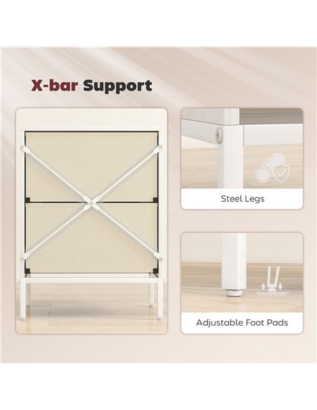 HOMCOM Chest of Drawers, Dresser with 2 Fabric Drawers and Aluminium Handles - White - pic 167281 | FastDaddyshop