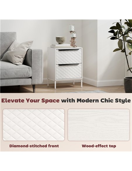 HOMCOM Chest of Drawers, Dresser with 2 Fabric Drawers and Aluminium Handles - White - pic 167282 | FastDaddyshop