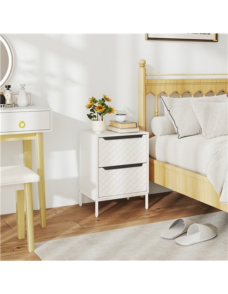 HOMCOM Chest of Drawers, Dresser with 2 Fabric Drawers and Aluminium Handles - White - pic 167283 | FastDaddyshop