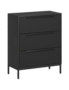 HOMCOM Chest of Drawers, Dresser with 3 Fabric Drawers and Aluminium Handles - Black
