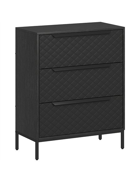 HOMCOM Chest of Drawers, Dresser with 3 Fabric Drawers and Aluminium Handles - Black - pic 167284 | FastDaddyshop