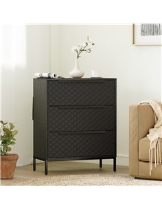 HOMCOM Chest of Drawers, Dresser with 3 Fabric Drawers and Aluminium Handles - Black 2