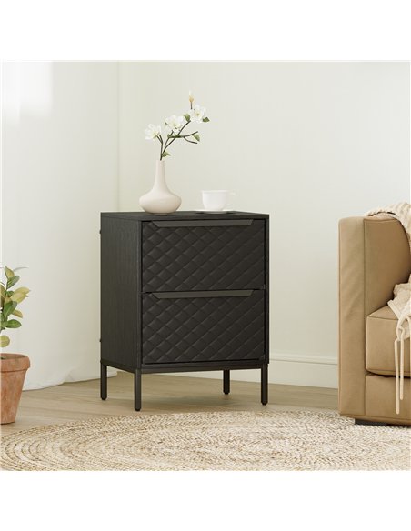HOMCOM Chest of Drawers, Dresser with 2 Fabric Drawers and Aluminium Handles - Black - pic 167294 | FastDaddyshop