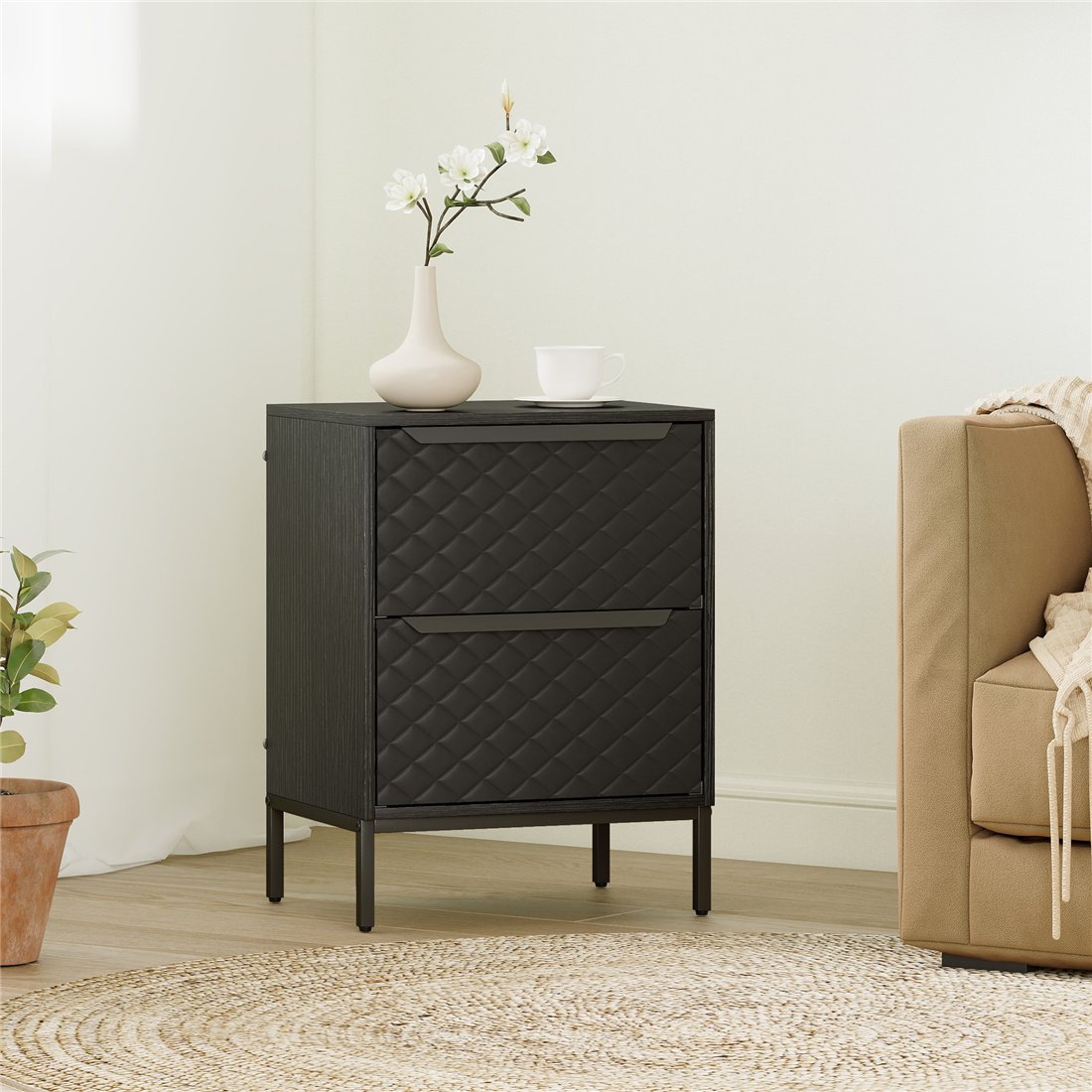 HOMCOM Fabric Chest of Drawers with Aluminium Handles Black 83D-087V00BK pic1