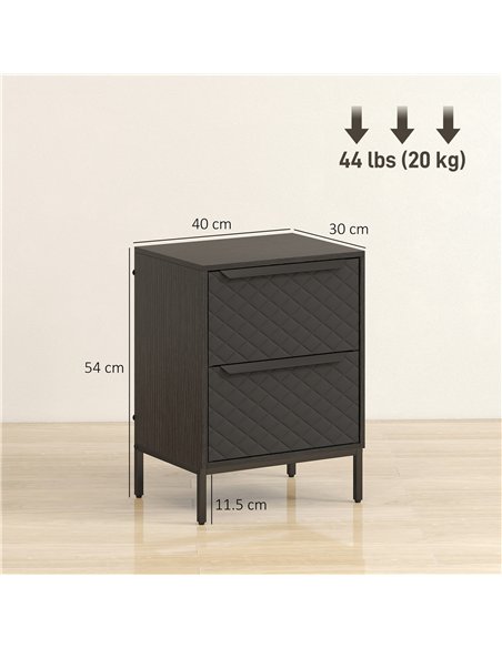 HOMCOM Chest of Drawers, Dresser with 2 Fabric Drawers and Aluminium Handles - Black - pic 167295 | FastDaddyshop