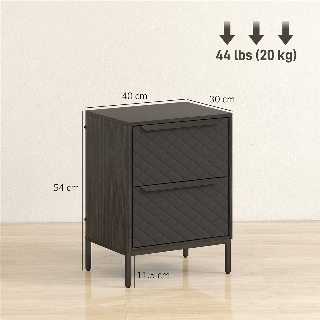 HOMCOM Fabric Chest of Drawers with Aluminium Handles Black 83D-087V00BK pic2