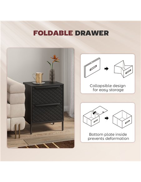 HOMCOM Chest of Drawers, Dresser with 2 Fabric Drawers and Aluminium Handles - Black - pic 167298 | FastDaddyshop