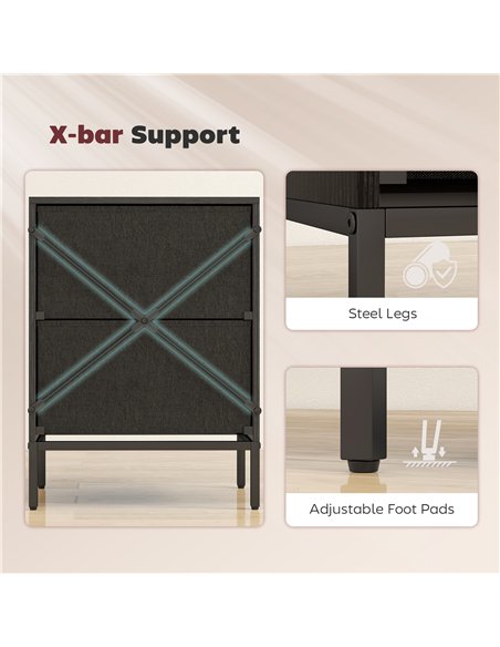 HOMCOM Chest of Drawers, Dresser with 2 Fabric Drawers and Aluminium Handles - Black - pic 167299 | FastDaddyshop