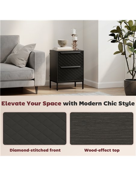 HOMCOM Chest of Drawers, Dresser with 2 Fabric Drawers and Aluminium Handles - Black - pic 167300 | FastDaddyshop