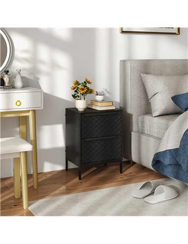 HOMCOM Chest of Drawers, Dresser with 2 Fabric Drawers and Aluminium Handles - Black