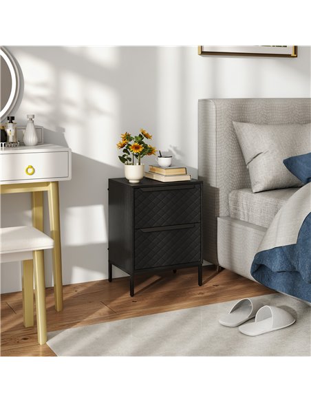HOMCOM Chest of Drawers, Dresser with 2 Fabric Drawers and Aluminium Handles - Black - pic 167301 | FastDaddyshop