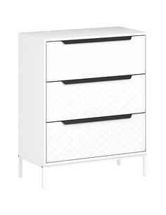 HOMCOM Chest of Drawers, Dresser with 3 Fabric Drawers and Aluminium Handles - White