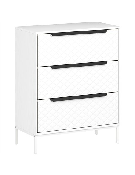 HOMCOM Chest of Drawers, Dresser with 3 Fabric Drawers and Aluminium Handles - White - pic 167302 | FastDaddyshop