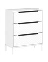 HOMCOM Chest of Drawers, Dresser with 3 Fabric Drawers and Aluminium Handles - White
