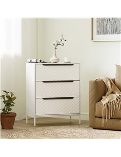 HOMCOM Chest of Drawers, Dresser with 3 Fabric Drawers and Aluminium Handles - White 2