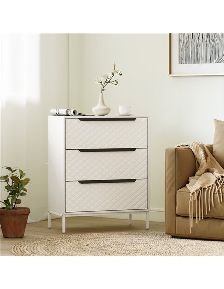 HOMCOM Chest of Drawers, Dresser with 3 Fabric Drawers and Aluminium Handles - White - pic 167303 | FastDaddyshop
