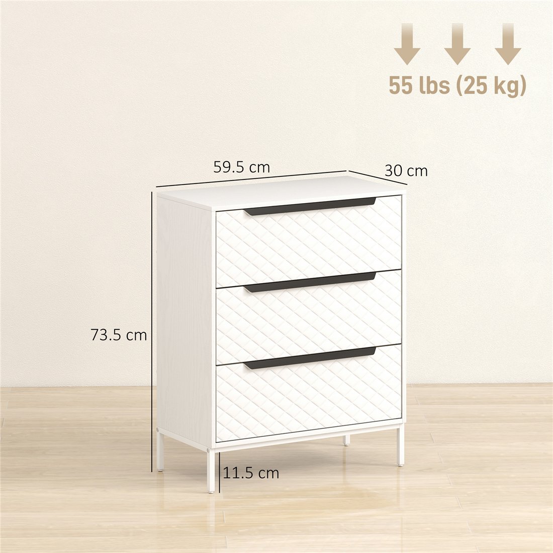 HOMCOM Fabric Chest of Drawers with Aluminium Handles White 83D-087V02WT pic2