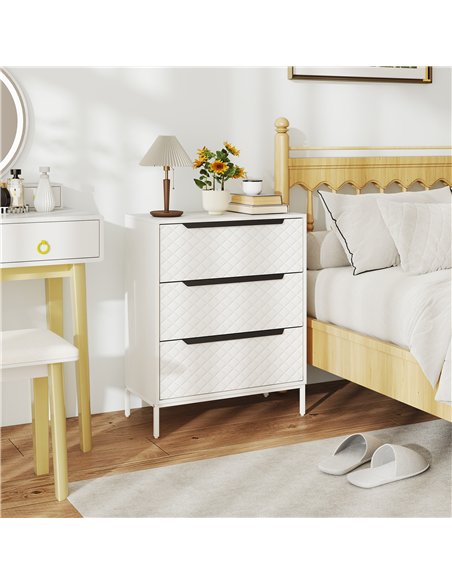 HOMCOM Chest of Drawers, Dresser with 3 Fabric Drawers and Aluminium Handles - White - pic 167310 | FastDaddyshop