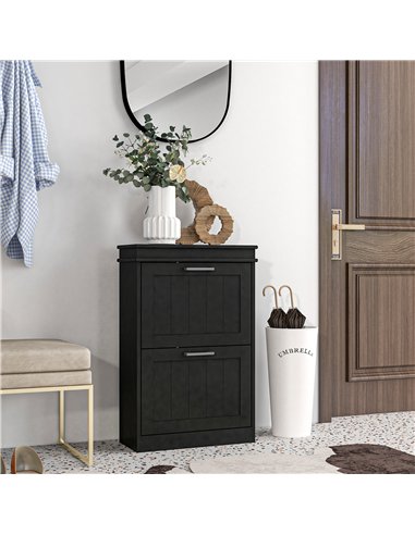 HOMCOM Two-Drawer Minimalistic 10-Shoe Cabinet - Black