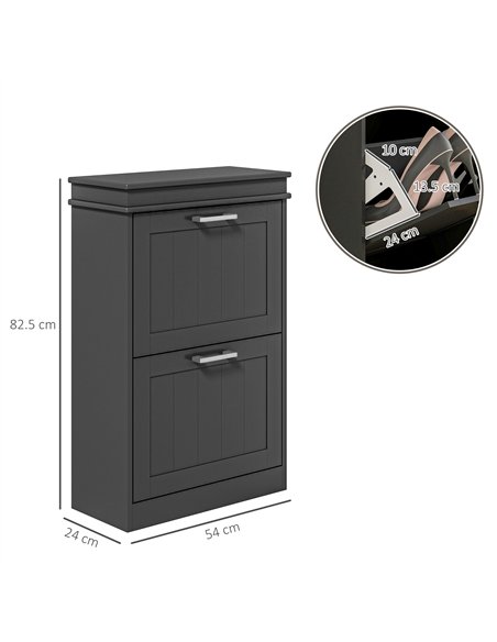HOMCOM Two-Drawer Minimalistic 10-Shoe Cabinet - Black - pic 167313 | FastDaddyshop