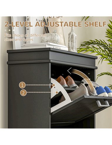 HOMCOM Two-Drawer Minimalistic 10-Shoe Cabinet - Black
