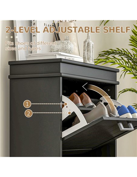 HOMCOM Two-Drawer Minimalistic 10-Shoe Cabinet - Black - pic 167315 | FastDaddyshop