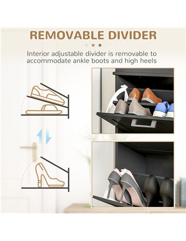 HOMCOM Two-Drawer Minimalistic 10-Shoe Cabinet - Black