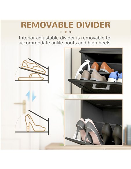 HOMCOM Two-Drawer Minimalistic 10-Shoe Cabinet - Black - pic 167316 | FastDaddyshop