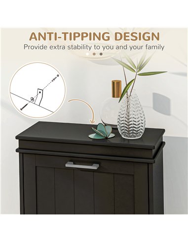 HOMCOM Two-Drawer Minimalistic 10-Shoe Cabinet - Black