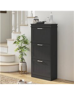 HOMCOM Three-Drawer Minimalistic Shoe Cabinet - Black 2